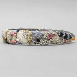 Fashion Stunning Thread Embroidered Grey Net Hair Band Hair Accessories | Hair Bands