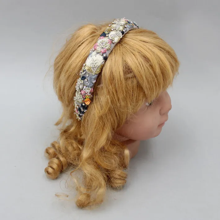 Fashion Stunning Thread Embroidered Grey Net Hair Band Hair Accessories | Hair Bands