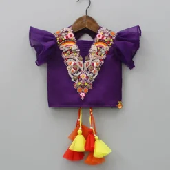 Hot Stylish Cut Out Back Purple Top And Box Pleated Brocade Lehenga Ethnic Wear | Lehengas & Ghagras