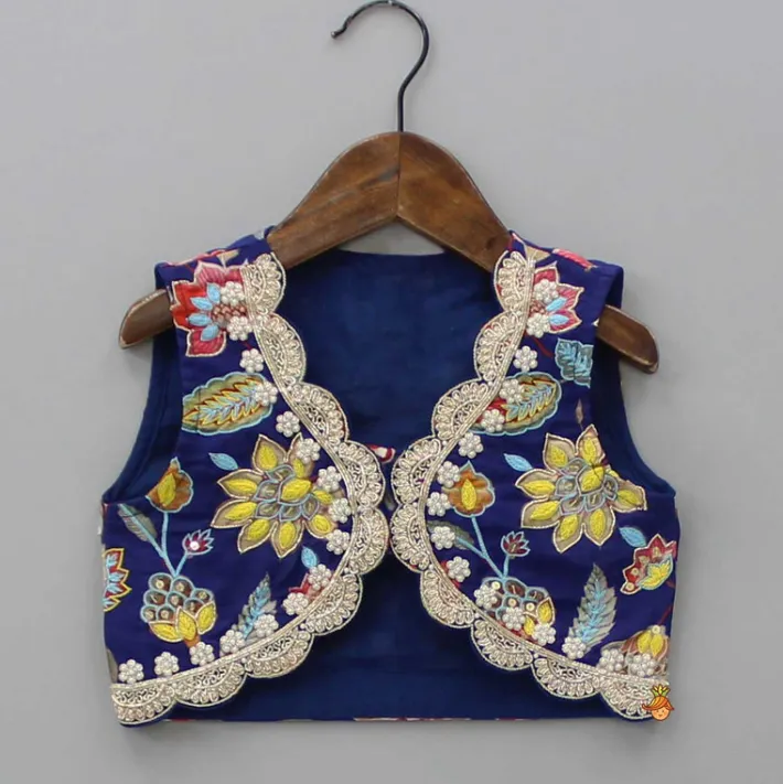 Best Stylish Cut Out Blue Scalloped Top And Flared Palazzo Ethnic Wear | Palazzos & Shararas