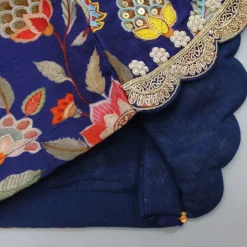 Best Stylish Cut Out Blue Scalloped Top And Flared Palazzo Ethnic Wear | Palazzos & Shararas