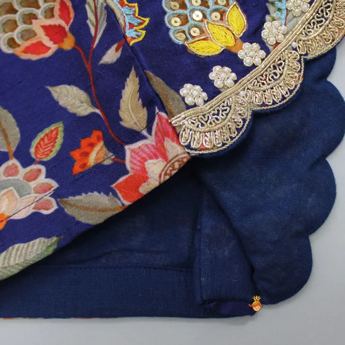 Best Stylish Cut Out Blue Scalloped Top And Flared Palazzo Ethnic Wear | Palazzos & Shararas