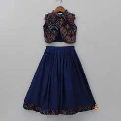 New Stylish Cut Out Thread Embroidered Velvet Blue Top And Flared Palazzo Ethnic Wear | Palazzos & Shararas