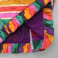 Fashion Stylish Diagonal Gota Lace Work Striped Multicolour Cape Top And Floral Printed Palazzo Ethnic Wear | Palazzos & Shararas