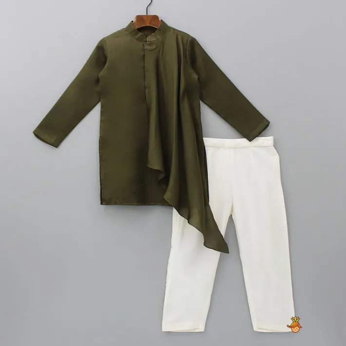 Outlet Stylish Drape Green Kurta And Pyjama BOY Indian Ethnic Wear | Ethnic Sets