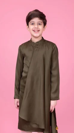 Outlet Stylish Drape Green Kurta And Pyjama BOY Indian Ethnic Wear | Ethnic Sets