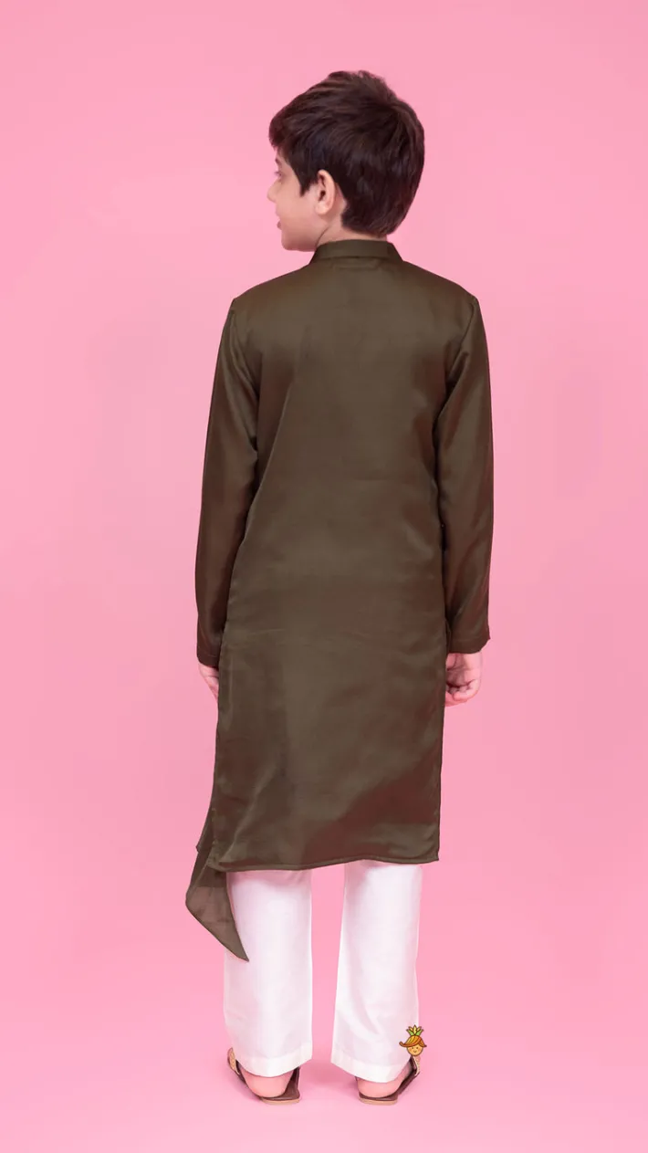 Outlet Stylish Drape Green Kurta And Pyjama BOY Indian Ethnic Wear | Ethnic Sets