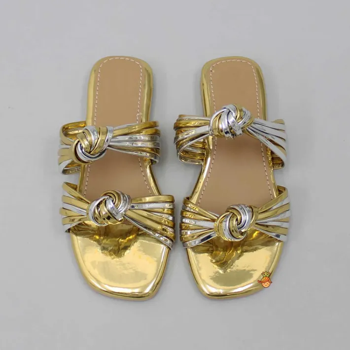 Outlet Stylish Dual Tone Knotted Flats Shoes