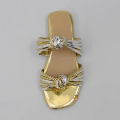 Outlet Stylish Dual Tone Knotted Flats Shoes