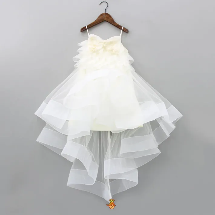 New Stylish Off White Trail Dress With Bowie Pearl String Hair Clip Dresses & Sets | Dresses