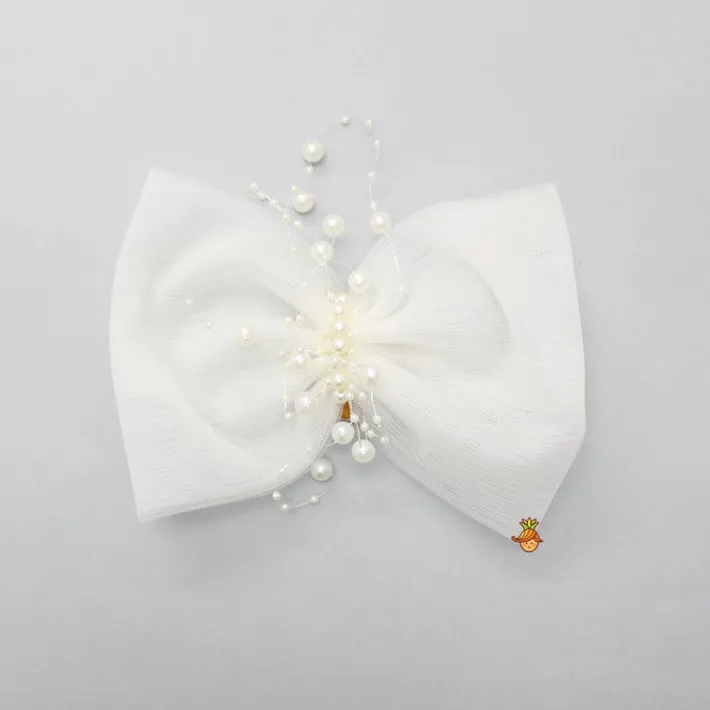 New Stylish Off White Trail Dress With Bowie Pearl String Hair Clip Dresses & Sets | Dresses
