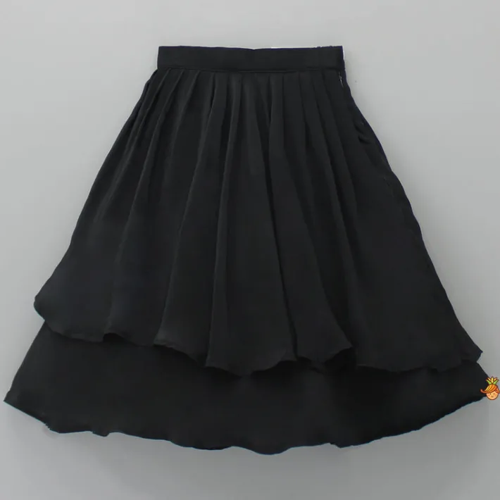 Best Stylish Overlap Black Top And Layered Lehenga Ethnic Wear | Lehengas & Ghagras