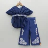Fashion Stylish Pleated Blue Top And Embroidered Palazzo With Detachable Belt Ethnic Wear | Palazzos & Shararas