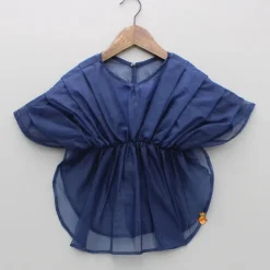 Fashion Stylish Pleated Blue Top And Embroidered Palazzo With Detachable Belt Ethnic Wear | Palazzos & Shararas