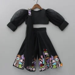 Best Stylish Round Neck Black Top With Palazzo And Dupatta Ethnic Wear | Palazzos & Shararas