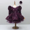 Best Stylish Sleeves Exquisite Wine Dress With Hair Clip Dresses & Sets | Dresses
