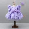 Fashion Stylish Sleeves Exquisite Lavender Fur Dress With Head Band Dresses & Sets | Dresses