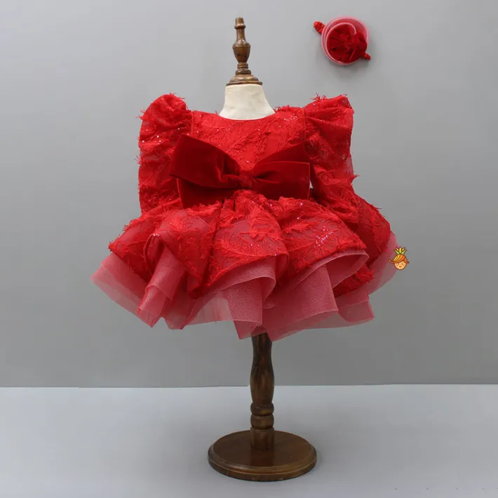 New Stylish Sleeves Exquisite Red Dress With Head Band Dresses & Sets | Dresses