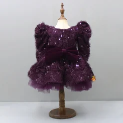 Best Stylish Sleeves Exquisite Wine Dress With Hair Clip Dresses & Sets | Dresses