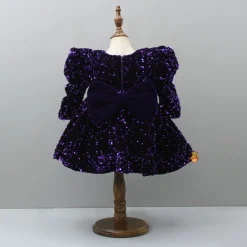 Clearance Stylish Sleeves Exquisite Purple Dress With Head Band Dresses & Sets | Dresses