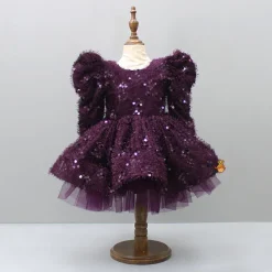 Best Stylish Sleeves Exquisite Wine Dress With Hair Clip Dresses & Sets | Dresses