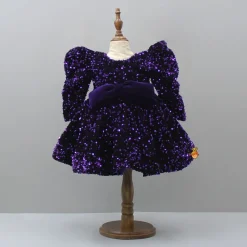 Clearance Stylish Sleeves Exquisite Purple Dress With Head Band Dresses & Sets | Dresses