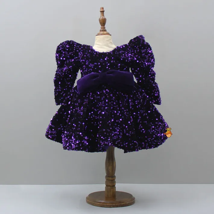 Clearance Stylish Sleeves Exquisite Purple Dress With Head Band Dresses & Sets | Dresses