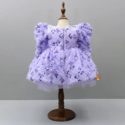 Fashion Stylish Sleeves Exquisite Lavender Fur Dress With Head Band Dresses & Sets | Dresses