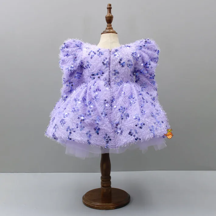 Fashion Stylish Sleeves Exquisite Lavender Fur Dress With Head Band Dresses & Sets | Dresses