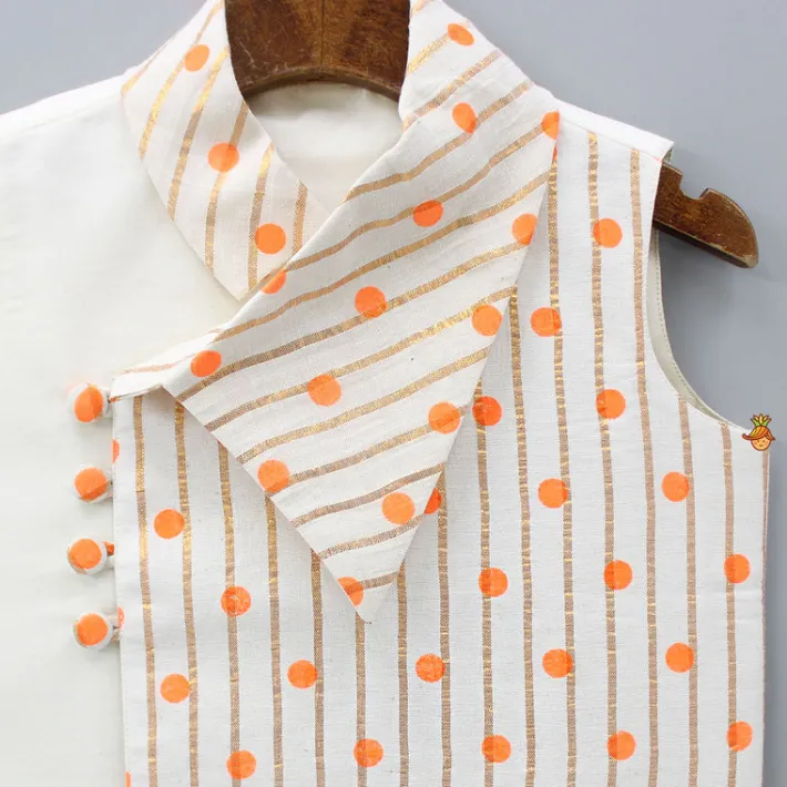Online Stylish Stripes And Dots Printed Jacket BOY Indian Ethnic Wear | Ethnic Jackets