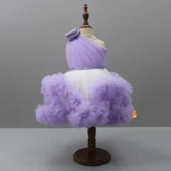 Fashion Swirl Flower Adorned One Shoulder Lavender Dress With Detachable Trail Dresses & Sets | Dresses