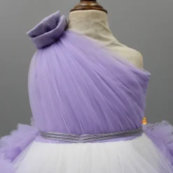 Fashion Swirl Flower Adorned One Shoulder Lavender Dress With Detachable Trail Dresses & Sets | Dresses
