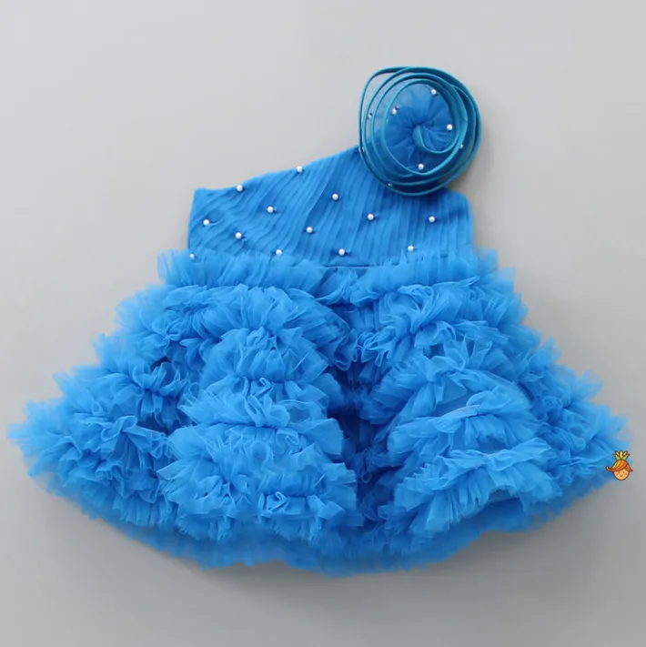 Hot Swirl Frilled One Shoulder Blue Dress Dresses & Sets | Dresses