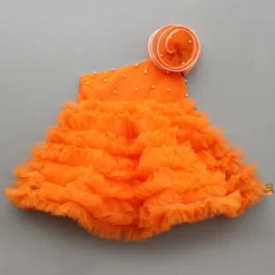 Online Swirl Frilled One Shoulder Orange Dress Dresses & Sets | Dresses