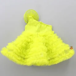 Discount Swirl Frilled One Shoulder Lime Green Dress Dresses & Sets | Dresses