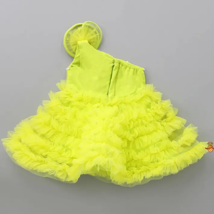 Clearance Swirl Frilled One Shoulder Lime Green Dress Dresses & Sets | Dresses