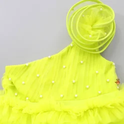 Discount Swirl Frilled One Shoulder Lime Green Dress Dresses & Sets | Dresses