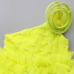 Clearance Swirl Frilled One Shoulder Lime Green Dress Dresses & Sets | Dresses