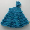 Best Swirl Ruffled Teal Blue One Shoulder Dress Dresses & Sets | Dresses