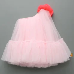 Best Swirled Flower Enhanced Pink One Shoulder Dress With Hair Band Dresses & Sets | Dresses
