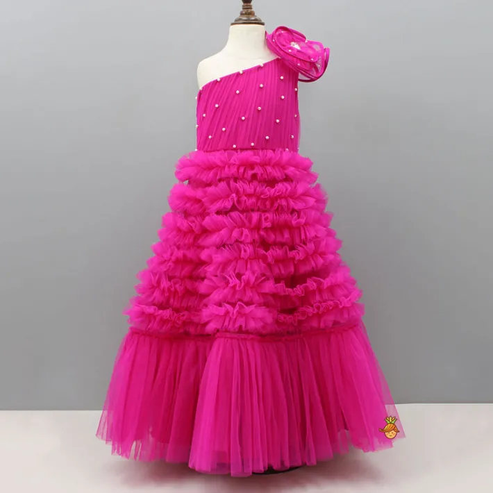 Clearance Swirly One Shoulder Frilled Gown Dresses & Sets | Gowns