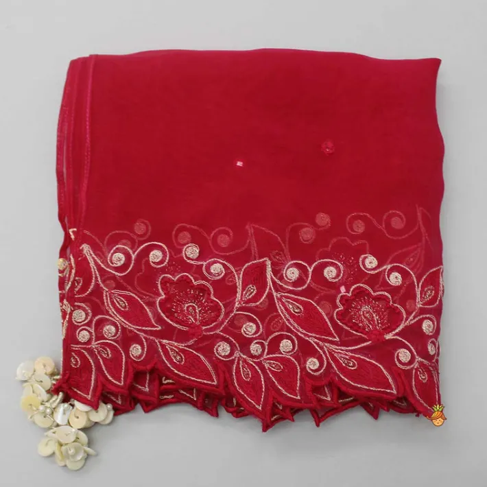 Best Tassels Enhanced Pink Organza Dupatta Ethnic Wear