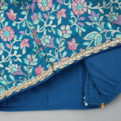 Outlet Teal Floral One-Shoulder Top With Pink Net Skirt And Dupatta Ethnic Wear | Lehengas & Ghagras