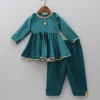 Online Teal Green Pearls Lace Work Velvet Kurti And Salwar Ethnic Wear | Churidars & Salwars