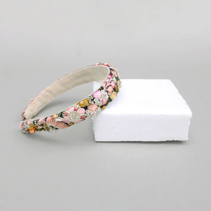 Outlet Thread And Cutdana Embroidered Multicolour Hairband Hair Accessories | Hair Bands
