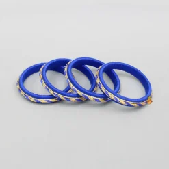 Fashion Thread And Lace Detailed Blue Bangles Set Bangles