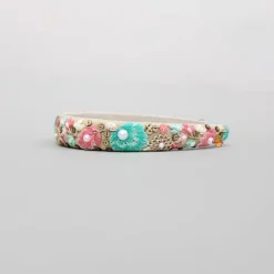 Discount Thread Embroidered And Embellished Beige Hairband Hair Accessories | Hair Bands