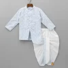 Sale Thread Embroidered Asymmetric Blue Kurta And Dhoti BOY Indian Ethnic Wear | Ethnic Sets