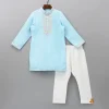 Sale Thread Embroidered Blue Kurta And Pyjama BOY Indian Ethnic Wear | Ethnic Sets