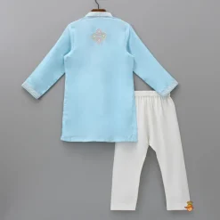 Sale Thread Embroidered Blue Kurta And Pyjama BOY Indian Ethnic Wear | Ethnic Sets